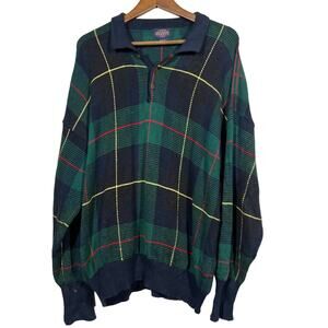 Vintage 90s Kenneth Gordon Plaid Knit Sweater Long Sleeve - M